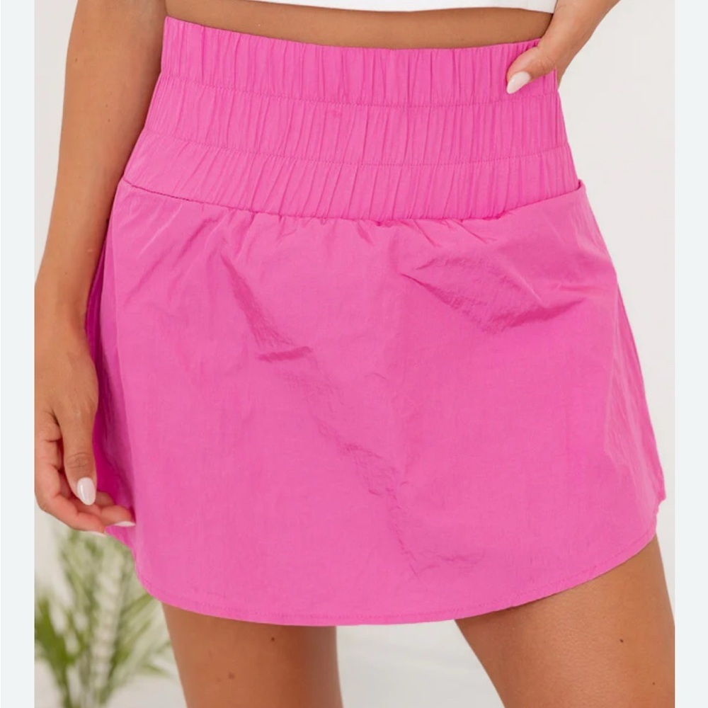 Pink Lily Hot Pink Smocked Waist Mini Skirt